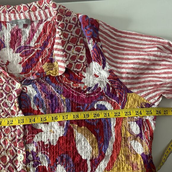 Habitat Top Shirt Womens 2X Multicolor Textured Crinkle Floral Patchwork Art - Picture 11 of 15